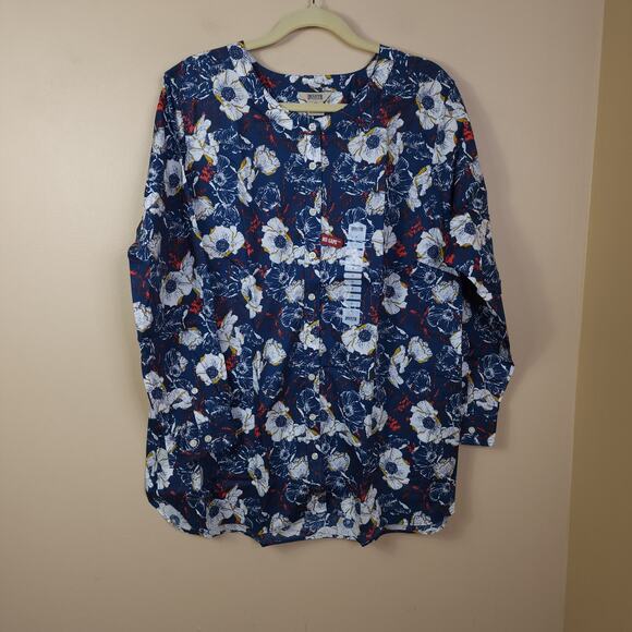 Duluth Wrinklefighter Tunic in Navy Sun Floral Size 1X - Picture 2 of 11